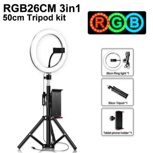 Morningshops Ring Light With Phone Tripod Stand Kit Camera